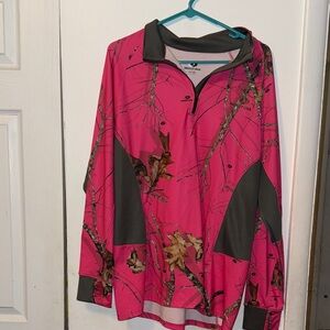 Mossy Oak Pink and Gray Camo Quarter Zip Shirt